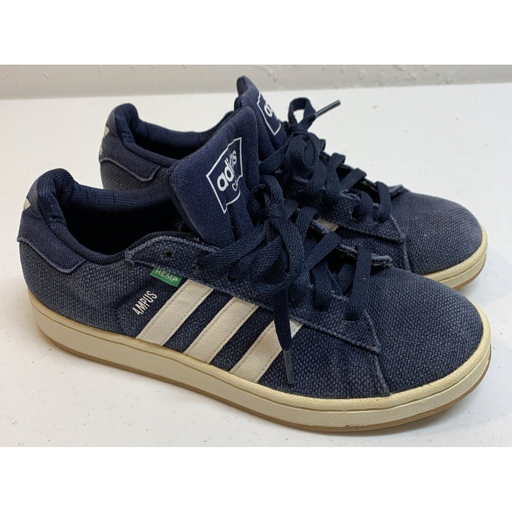 Adidas HEMP CAMPUS Sneakers Mens 8 Navy Blue White Skateboard Soccer